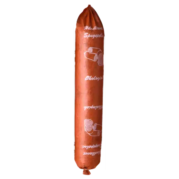 Kunsttarme til spegepølser - Ø 58mm, 40 cm m/tekst Økologisk Spegepølse
