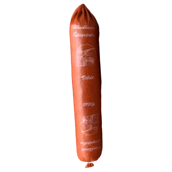 Kunsttarme til spegepølser - Ø58mm, 40 cm m/ tekst Vildt Spegepølse