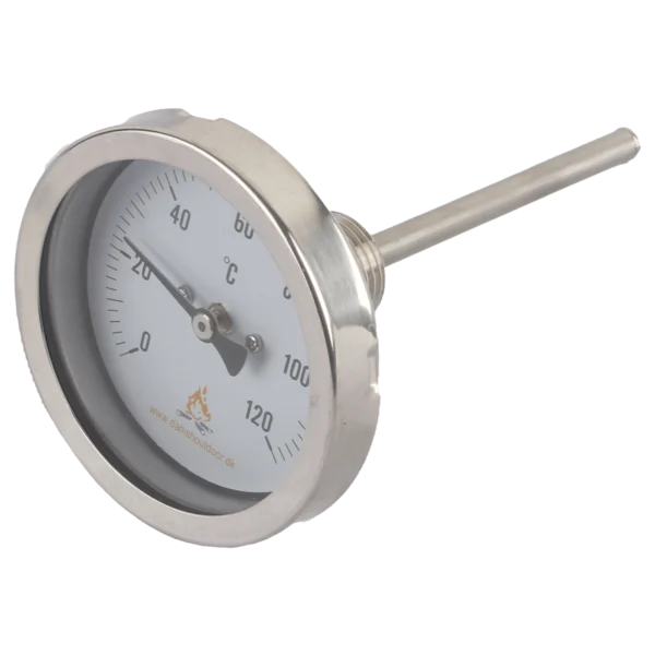 Røgtermometer Rustfri Stål - Lang føler 100mm