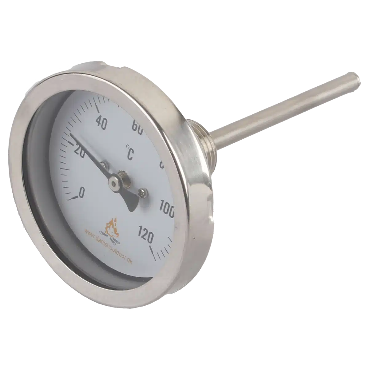 Røgtermometer Rustfri Stål - Lang føler 100mm
